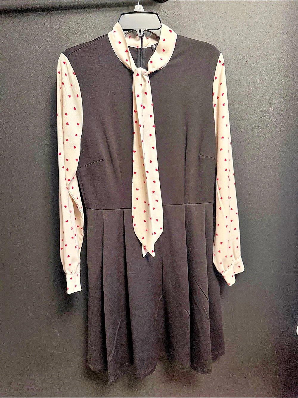 Smak Parlour Polka Dot Tie Neck Mini Dress Large Like New